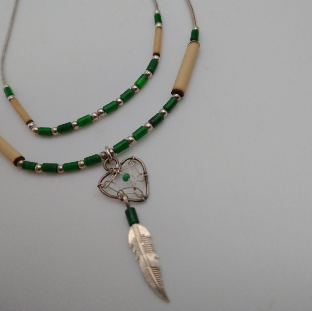 Native Sterling Malachite Stackable Necklaces 925 - image 3